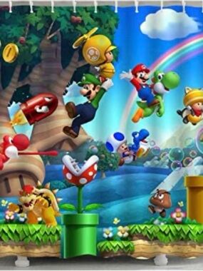 Nintendo Super Mario Shower Curtain Mario Luigi Bowser Yoshi Toad Bathroom Bath